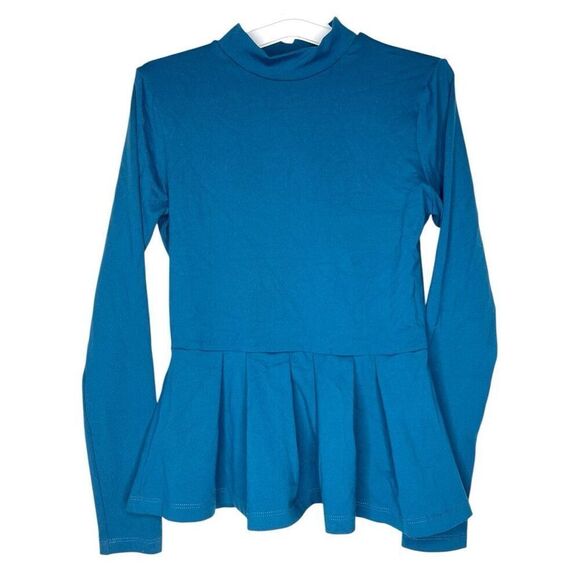 NEW Susana Monaco Long Sleeve Mock Neck Peplum Top Sample Small - Picture 1 of 7